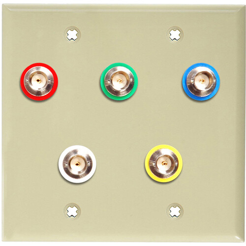 My Custom Shop 5-BNC 2-Gang Wall Plate (Canare Terminals Ivory Lexan)