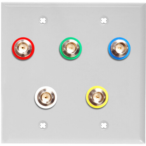 My Custom Shop 5-BNC 2-Gang Wall Plate (Canare Terminals White Lexan)