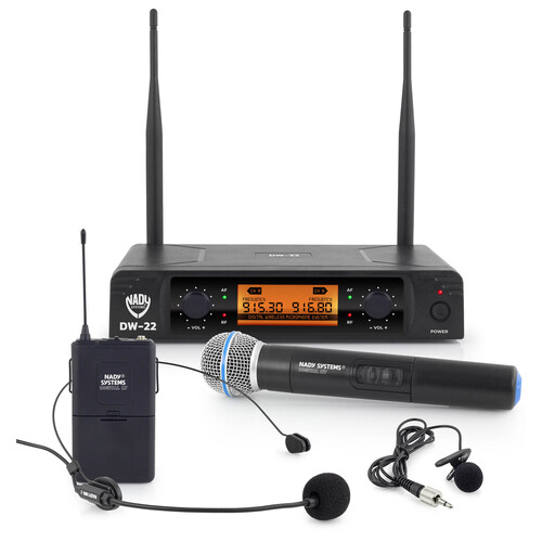 Nady DW-22 HTLTHM 2-Person Digital Wireless Microphone System with Lavalier Headset and Handheld Mics (902 to 951 MHz)