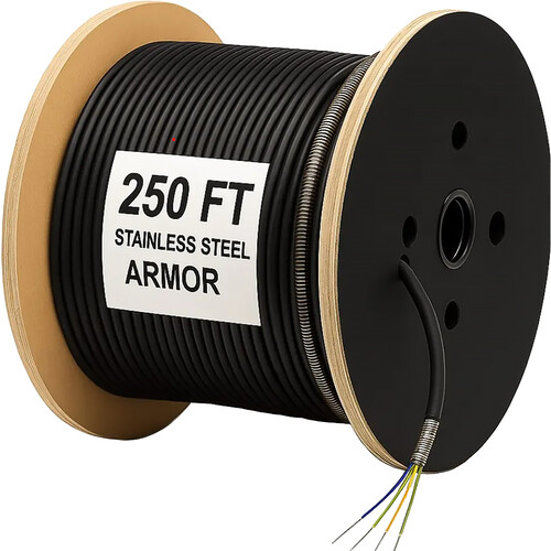 nanoFIBER 12-Strand Steel Armor OM3 Multimode Fiber Cable (Aqua 250')