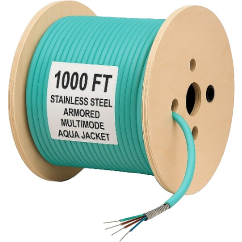 nanoFIBER 6-Strand Steel Armor OM3 Multimode Indoor/Outdoor Plenum Fiber Cable (Aqua 1000')