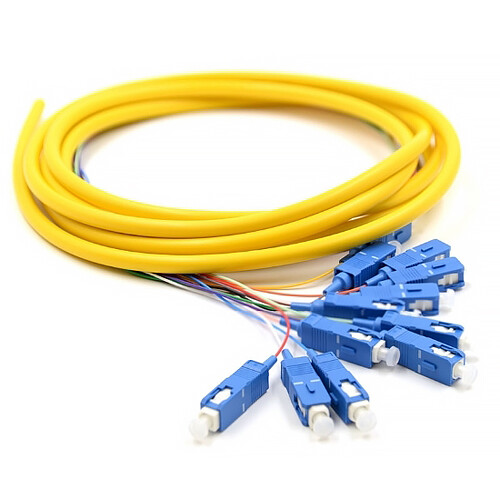 nanoFIBER 12-Fiber Singlemode SC/UPC Rolled E-Ribbon Pigtail (Yellow 10')