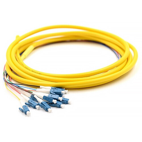 nanoFIBER 12-Fiber Singlemode LC/UPC Rolled E-Ribbon Pigtail (Yellow 10')