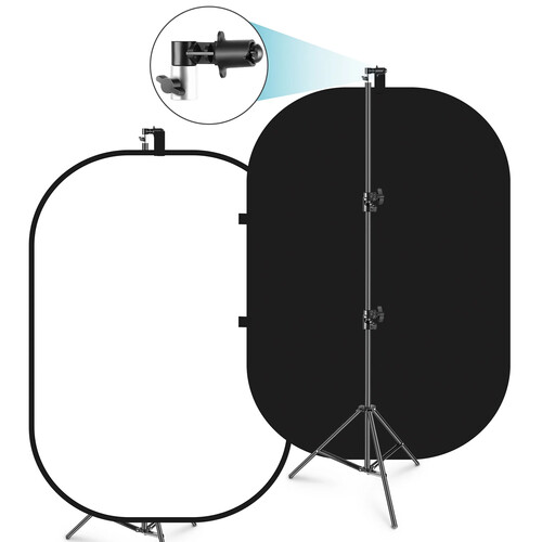 Neewer Chromakey Collapsible Backdrop with Support Stand (Black/White 59 x 79