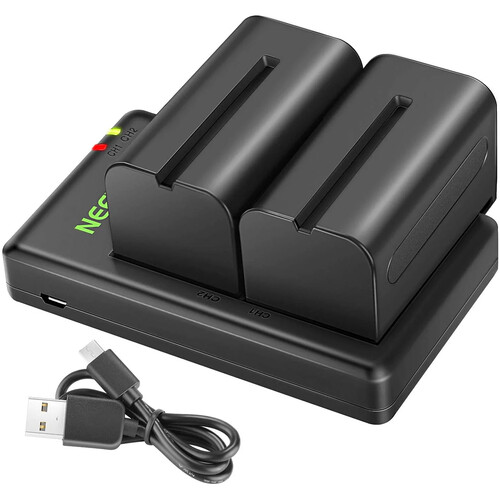 Neewer Dual L-Series/NP-F750 5600mAh Batteries + Dual USB Fast Charger Set