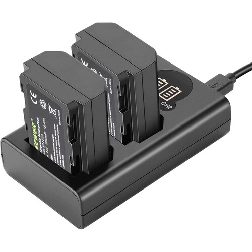 Neewer Dual USB Battery Charger with LED Display and 2 NP-FZ100 Batteries