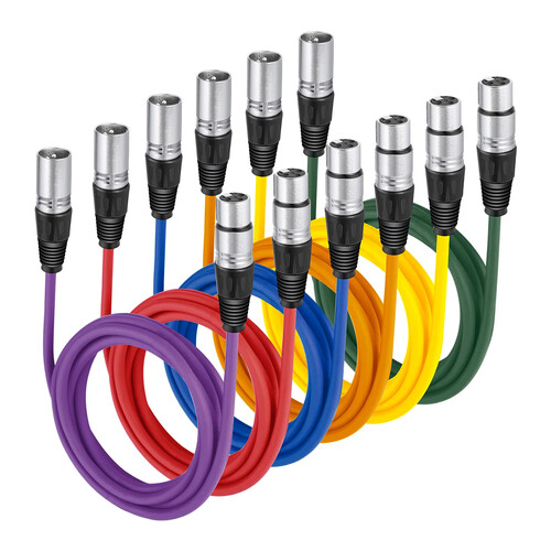 Neewer XLR Male to XLR Female Microphone Cable (3.3' Multicolor 6-Pack)