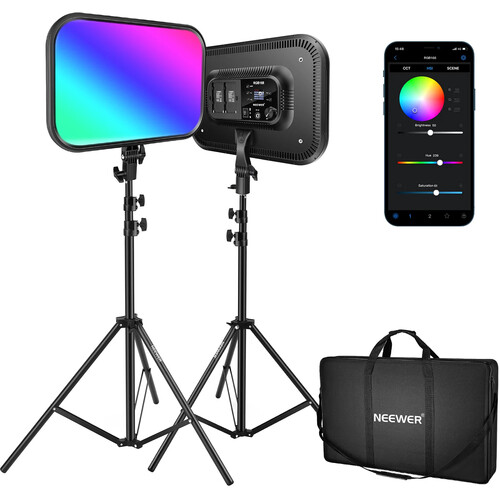 Neewer RGB168 LED Light Panel (Black 2-Light Kit)