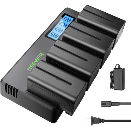 Neewer 4 x NP-F750 Battery Kit with Quad Charger
