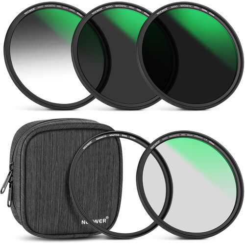 Neewer 5-in-1 Magnetic Lens Filter Kit (1/4 Black Diffusion + GND8 + ND8 + ND64 + Ring 82mm)