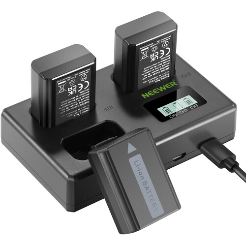 Neewer NP-FW50 Rechargeable Batteries (3-Pack) and Charger Kit