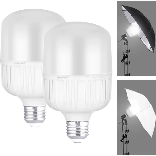 Neewer Daylight LED Light Bulb (24W 2-Pack)
