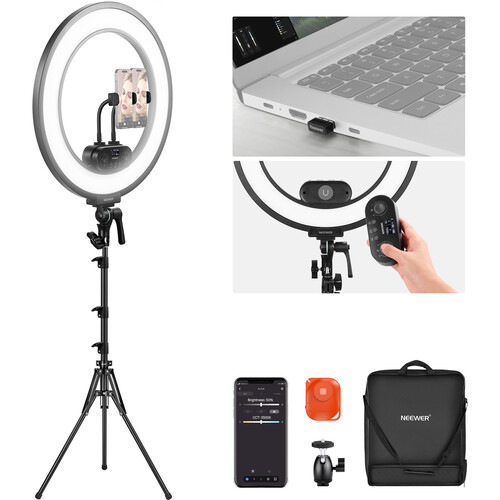 Neewer RL45B Edge Lit Bi-Color LED Ring Light Kit (18
