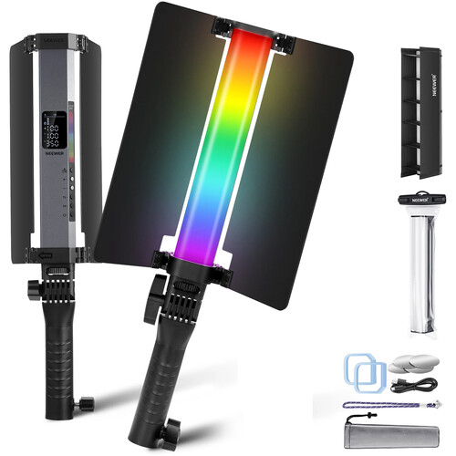 Neewer RGB1 Magnetic Handheld LED Light Stick with Barndoors (Silver 9.8
