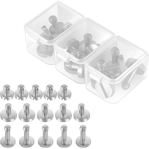 Neewer 1/4''-20 Quick Release Plate Slotted Screw Kit with Storage Case (15 Pieces)