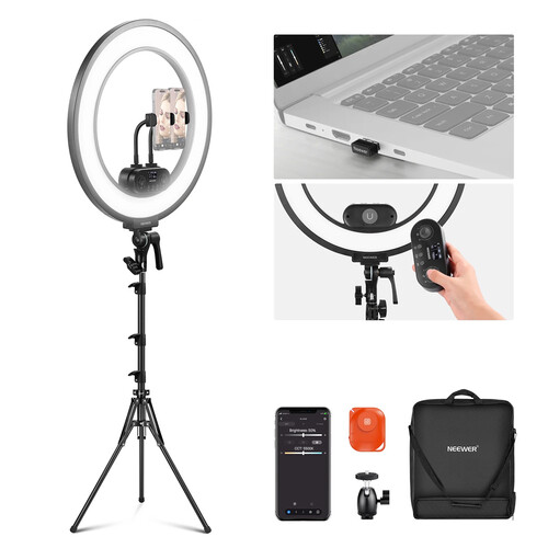 Neewer RL45B Edge Lit Bi-Color LED Ring Light Kit (18