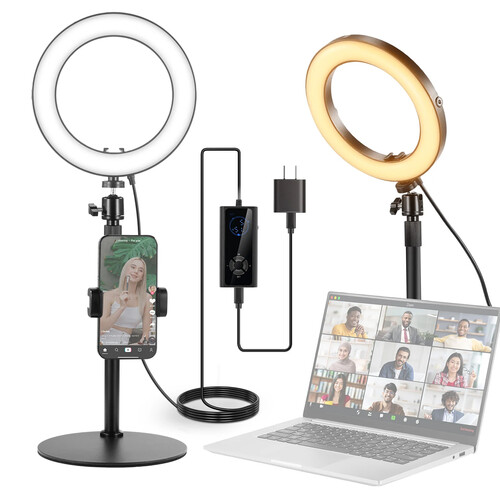 Neewer RH8B Bi-Color LED Ring Light with Desktop Stand Kit (8