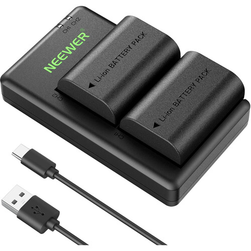 Neewer LP-E6P / LP-E6NH Kit with 2 Batteries and 2-Bay USB Charger