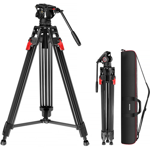 Neewer LL27 Aluminum Alloy One-Step Locking Tripod with Fluid Head