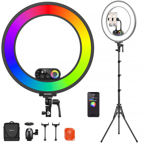 Neewer RL45C Edge Lit RGB LED Ring Light Kit (18