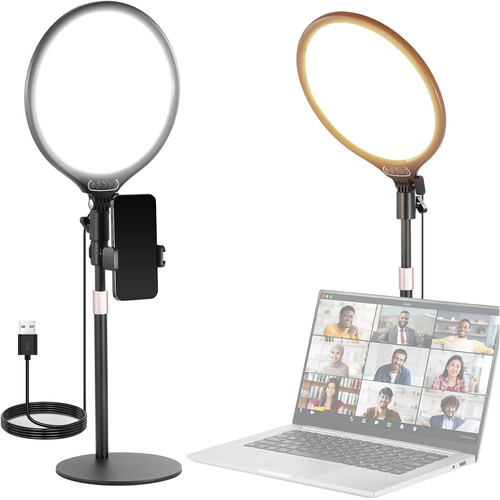 Neewer BASICS R10 Bi-Color Round LED Light Panel with Desktop Stand Kit (10.5