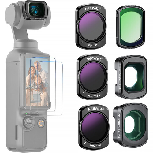 Neewer FL-B16 ND/PL Filter Set with Wide-Angle & Macro Lens for DJI Osmo Pocket 3 (6-Pack)