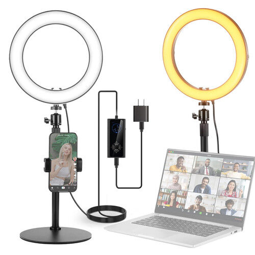 Neewer RH12B Bi-Color LED Ring Light with Desktop Stand Kit (12