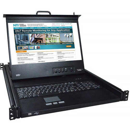 Network Technologies RACKMUX 4K HDMI and DisplayPort 1 RU KVM Rackmount Drawer