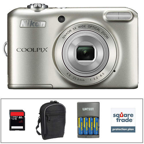 Nikon COOLPIX L28 Digital Camera Deluxe Kit (Silver) B&H Photo
