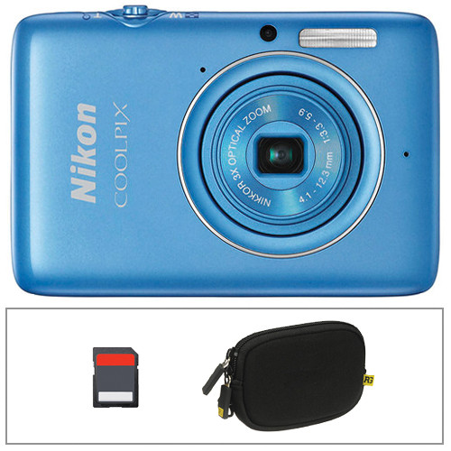 Nikon Coolpix S02 Digital Camera Deluxe Kit Blue Bandh Photo