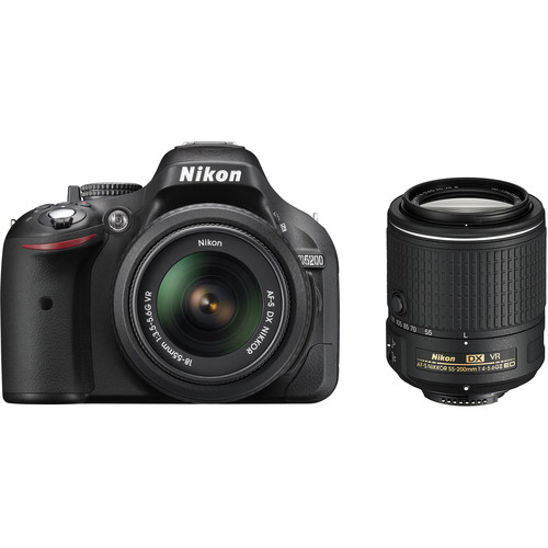 Nikon D5200 DSLR Camera with 18-55mm and 55-200mm Lenses (Black)