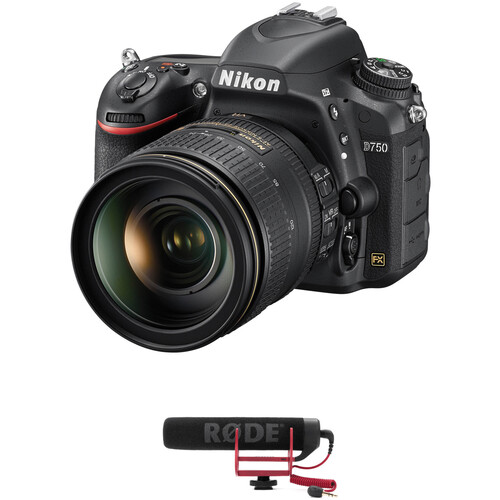 Nikon D750 DSLR Camera with 24-120mm Lens and Microphone Kit