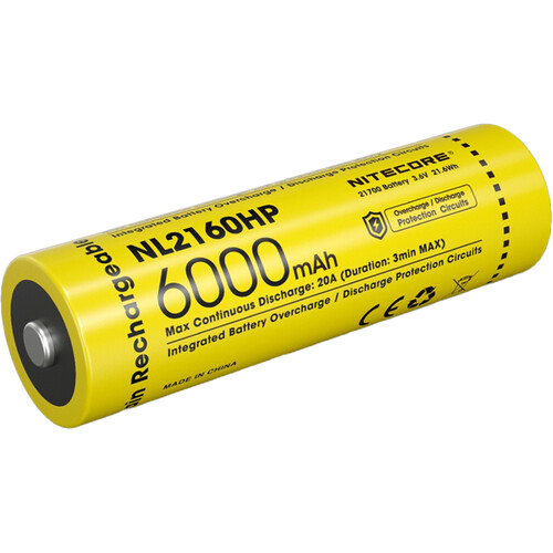 Nitecore NL2160HP 21700 Li-Ion Rechargeable Battery (21.6Wh 6000mAh)