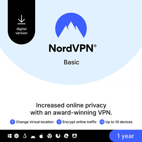 NordVPN Basic VPN Service (10 Devices 1-Year Subscription)