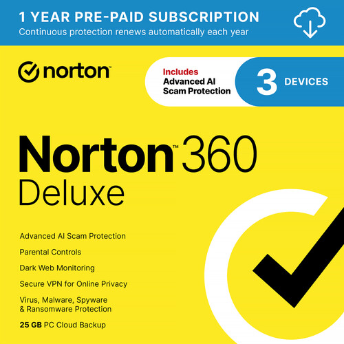 Norton 360 Deluxe (Three Devices 1-Year Subscription)