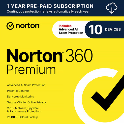 Norton 360 Premium (10 Devices 1-Year Subscription)