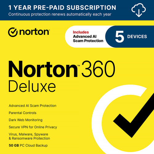 Norton 360 Deluxe (Five Devices 1-Year Subscription)