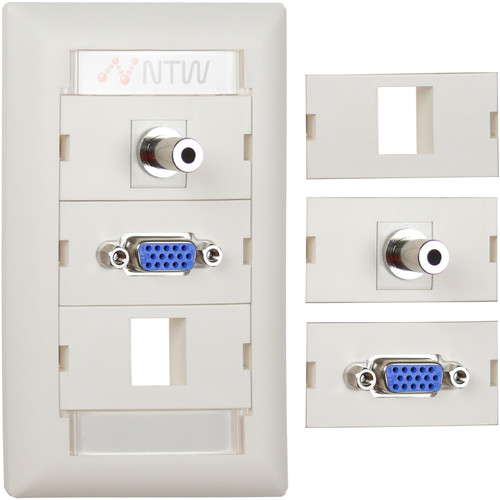NTW Pre-Configured Customizable UniMedia Wall Plate with VGA & 1/8