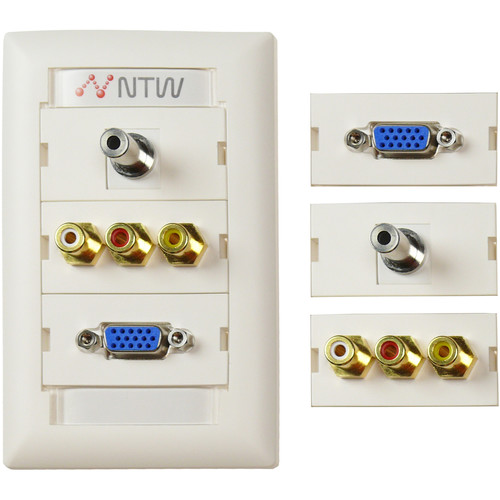 NTW Pre-Configured Customizable UniMedia Wall Plate with VGA 1/8