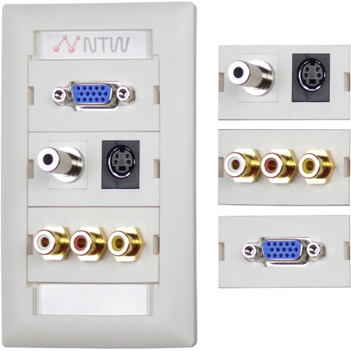 NTW Pre-Configured Customizable UniMedia Wall Plate with VGA 1/8