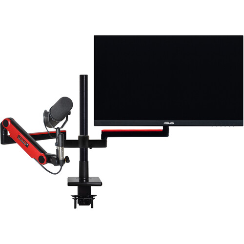 O.C. White Limited-Edition ProBoom Ultima Gen2 Single-Monitor Mount and Mic Boom Package (Black and Red)