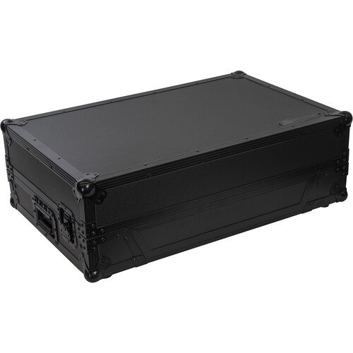 Odyssey Black Label Flight Case for AlphaTheta DDJ-GRV6 with Glide-Style Laptop Platform and Roller Wheels (All Black 1 RU)