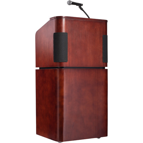 Oklahoma Sound 950/901 Tabletop and Base Combo Sound Lectern with LWM-5 Handheld Wireless Microphone (Mahogany on Walnut)
