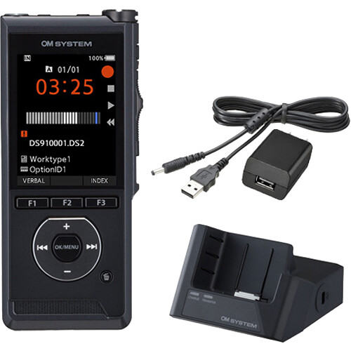 Olympus DS-9100CA Digital Recorder with Cradle Power Adapter and ODMS Cloud License