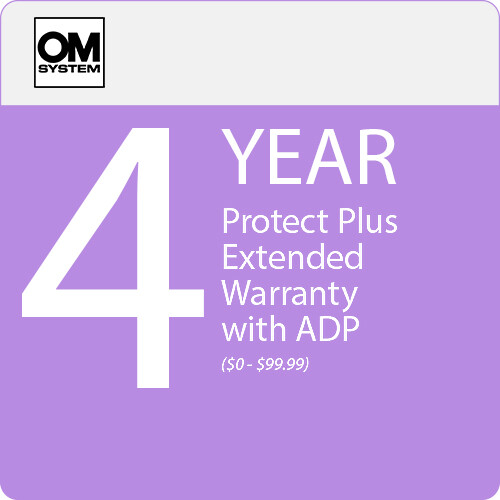 OM SYSTEM 4-Year Protect Plus Support with ADP for Photo and Video Cameras and Lenses (Point-of-Sale $0-$99.99)