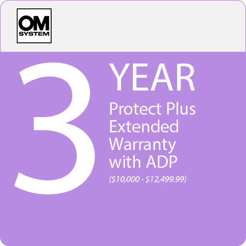 OM SYSTEM 3-Year Protect Plus Support with ADP for Photo and Video Cameras and Lenses (Point-of-Sale $10000-$12499.99)