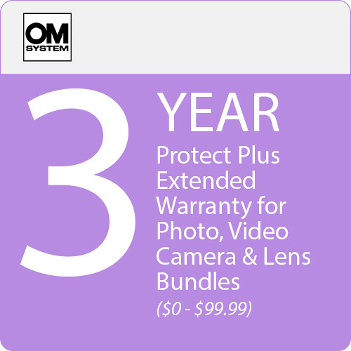 OM SYSTEM 3-Year Protect Plus Support with ADP for Photo and Video Camera and Lens Bundles (Point-of-Sale $0-$99.99)