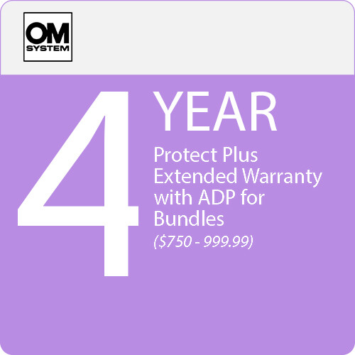 OM SYSTEM 4-Year Protect Plus Support with ADP for Photo and Video Camera and Lens Bundles (Point-of-Sale $750 - $999.99)