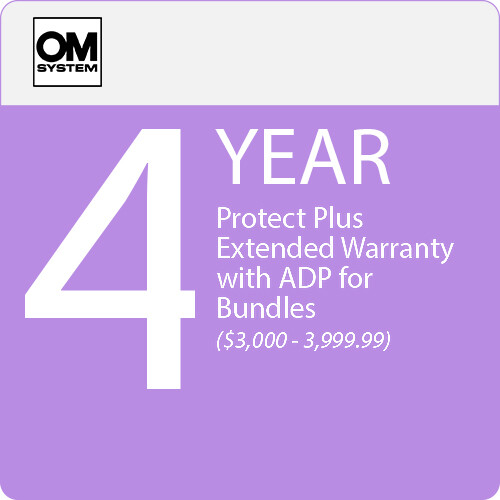 OM SYSTEM 4-Year Protect Plus Support with ADP for Photo and Video Camera and Lens Bundles (Point-of-Sale $3000 - $3999.99)