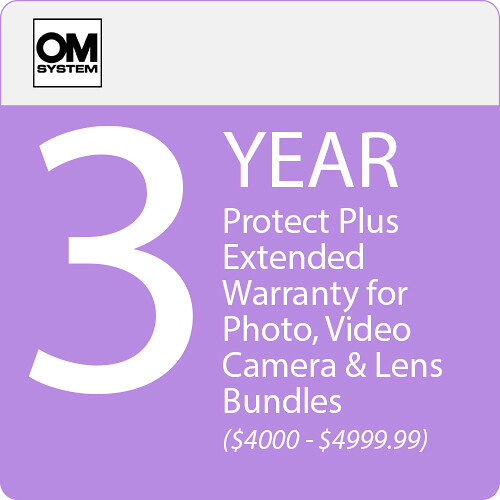 OM SYSTEM 3-Year Protect Plus Support with ADP for Photo and Video Camera and Lens Bundles (Point-of-Sale $4000-$4999.99)